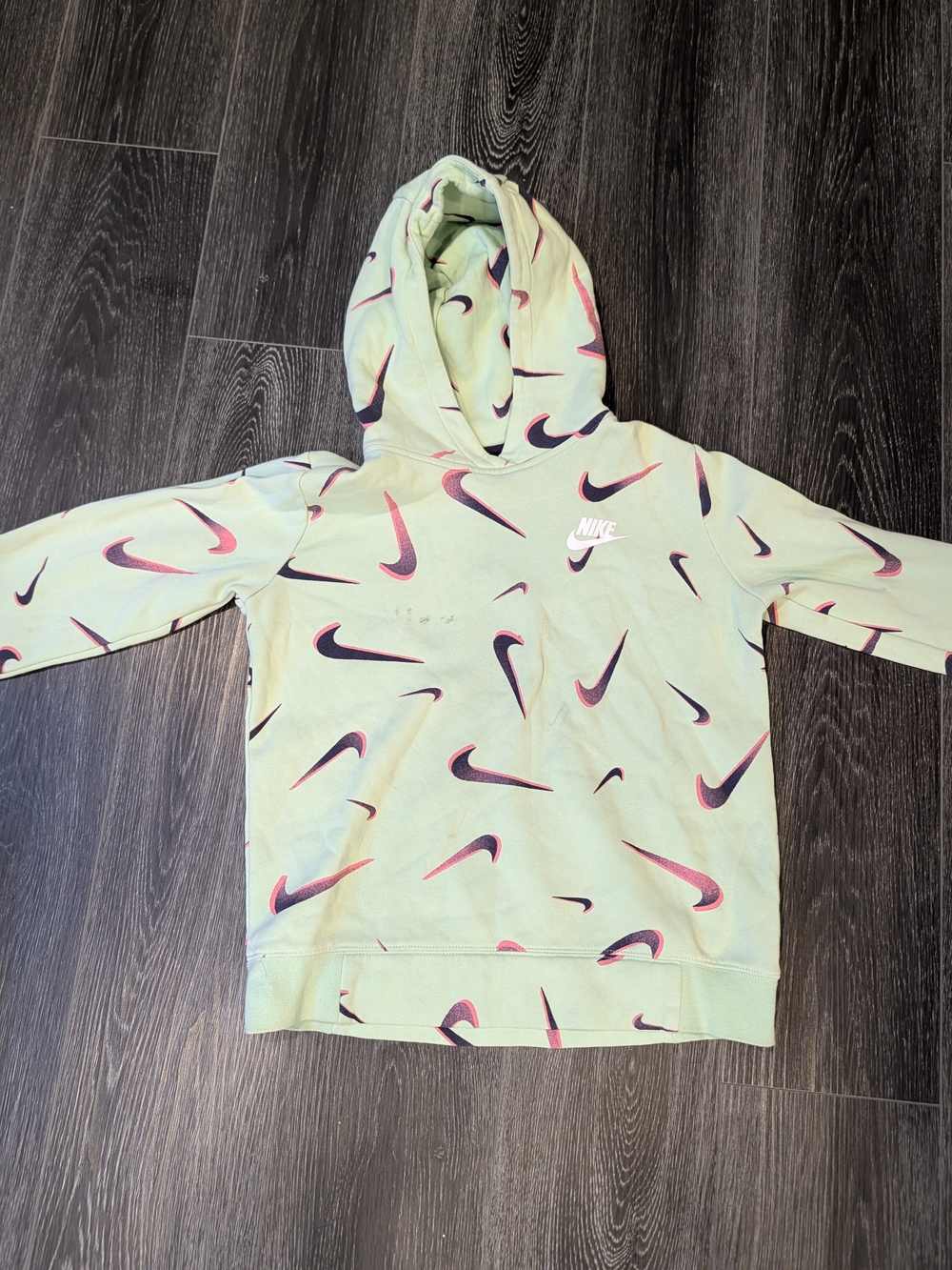 Nike Kids' Green Swoosh Pattern Hoodie
